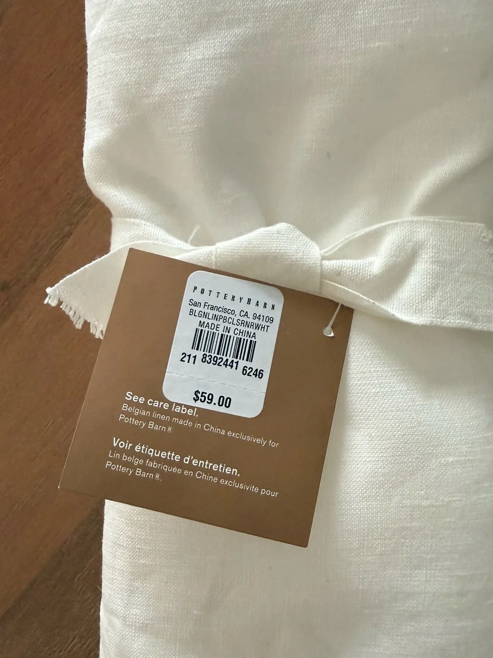 NWT Pottery Barn White Belgian Flax Linen Table Runner